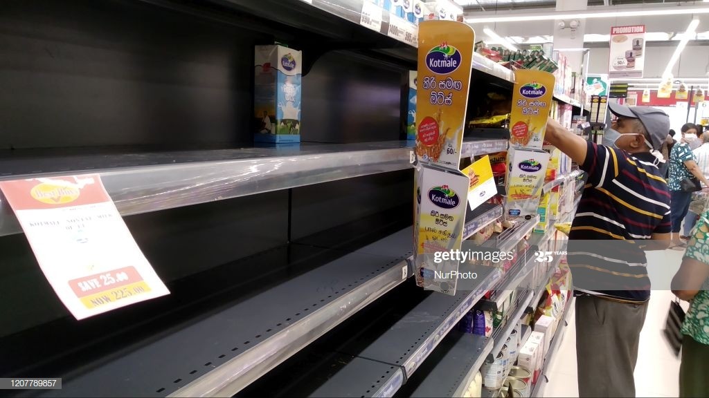 Empty stalls are seen inside a supermarket at Colombo, Sri Lanka on 20 March 2020. Sri Lanka imposed a nationwide curfew from Friday (20) until Monday (23) in the wake of Coronavirus outbreak. The fast-spreading virus has claimed more than 10000 lives globally till now, and President Gotabaya Rajapaksa's office announced the nationwide-curfew to avoid any further spread. The announcement of the curfew comes after a day the country's Election Commission announced the postponement of the parliamentary election, which was scheduled for April 25. (Photo by Tharaka Basnayaka/NurPhoto via Getty Images)